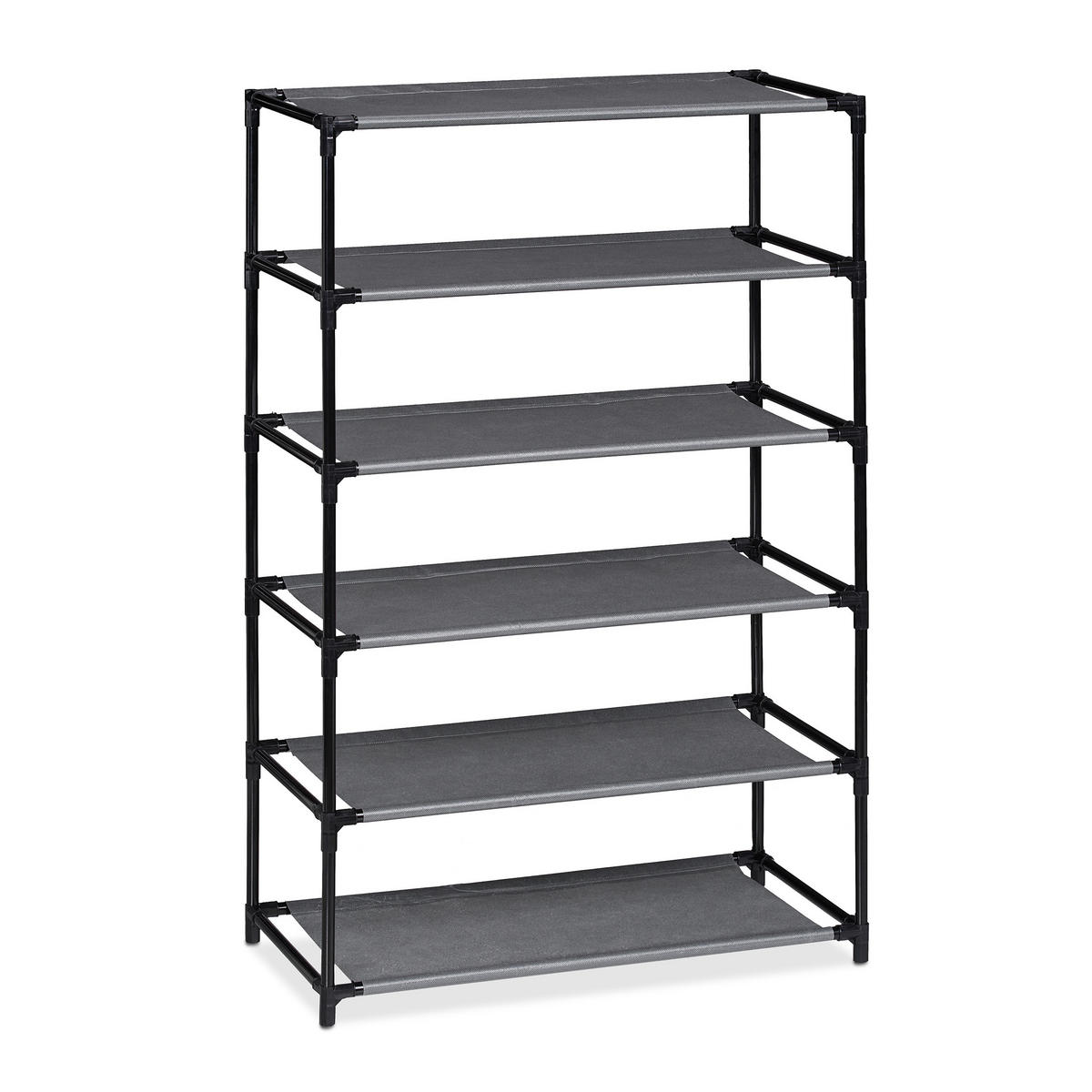 SCHUHSCHRANK - Grau, Kunststoff/Textil (60/90/30cm) - Relaxdays