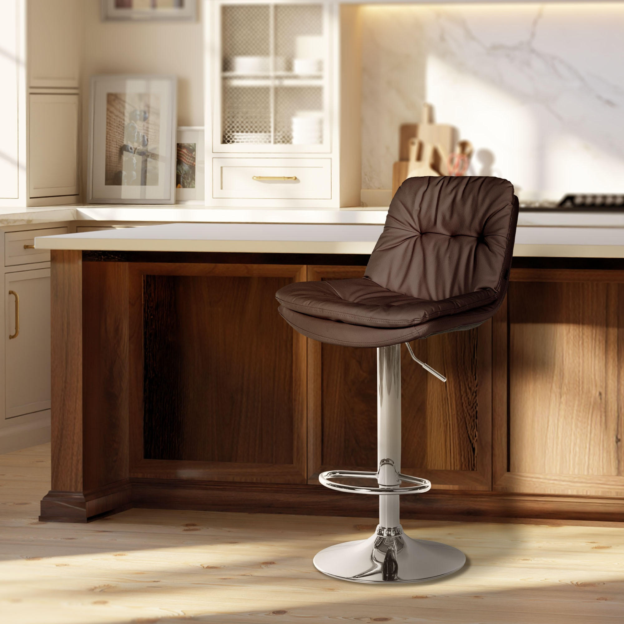 BARHOCKER Lederlook braun - Schwarz/Braun, Textil (46/92/54cm) - CLP