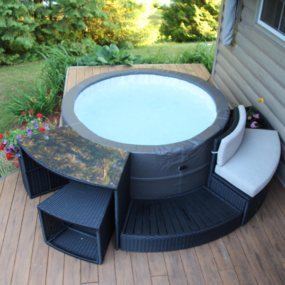 WHIRLPOOL RANDMÖBEL RUND Beistelltisch rund - Braun, Naturmaterialien (58/45/50cm) - Canadian Spa Company