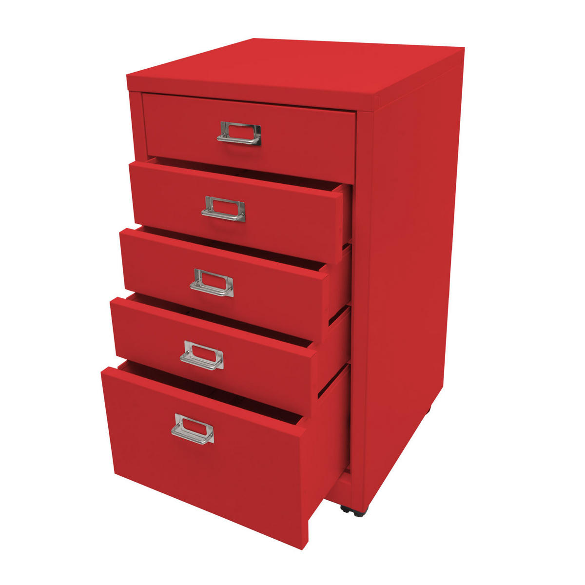 ROLLCONTAINER 75x40x41cm Metall 5 Schubladen Rot - Rot, Metall (40/75/41cm) - PROREGAL