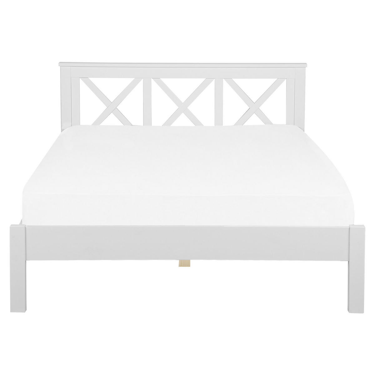 BETT mit Lattenrost 160x200 cm Weiß Tannay - Weiß, Holz (160/200cm) - Beliani