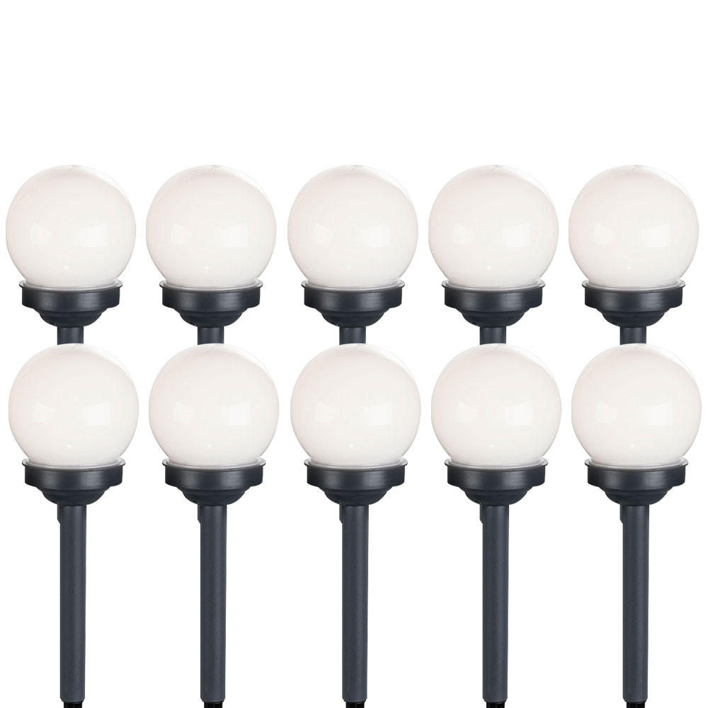 LED AUSSENLEUCHTE Solarkugel Weiß rund 10er Set - Weiß, Kunststoff (10/10/38cm)
