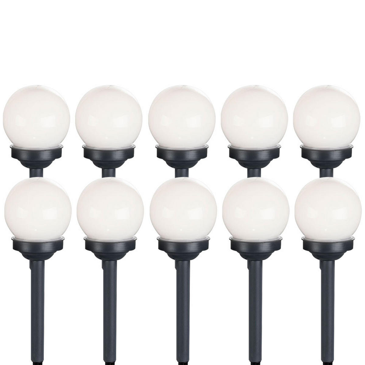 LED AUSSENLEUCHTE Solarkugel Weiß rund 10er Set - Weiß, Kunststoff (10/10/38cm)