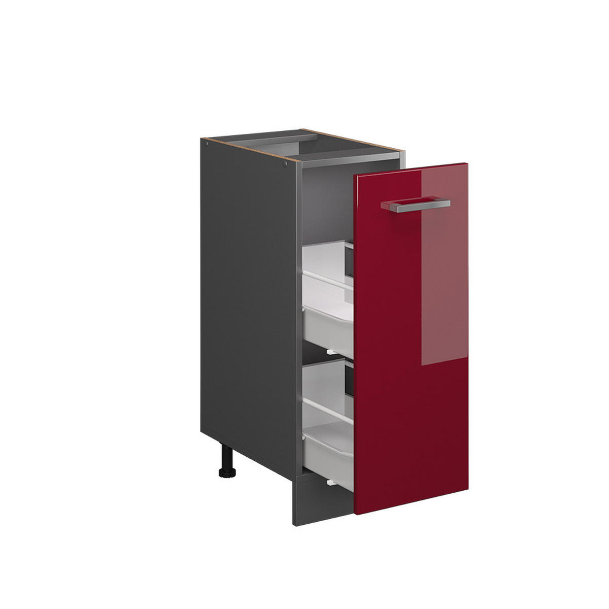 APOTHEKERSCHRANK R-Line Bordeaux Hochglanz 30 cm, AP Eiche - Bordeaux/Anthrazit, Holzwerkstoff (30/81.6/60cm) - Vicco