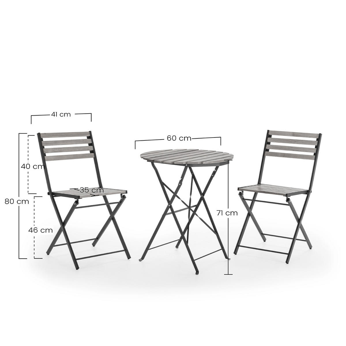 BALKONSET Ambar 3-teiliges - Schwarz, Metall - VS Venta-stock