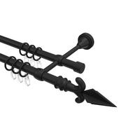 GARDINENSTANGE Primus Matteo 120 cm, 2-läufig, 16 mm Ø Schwarz - Schwarz, Metall (120cm) - INTERDECO