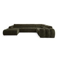 6-SITZER modulares Wohnlandschaft U XXL VEER SET 3 Rechts, 368 x 200 cm, Chenille Webstoff Grün - Schwarz/Grün, Holz/Kunststoff (200/75/368cm) - Muffo
