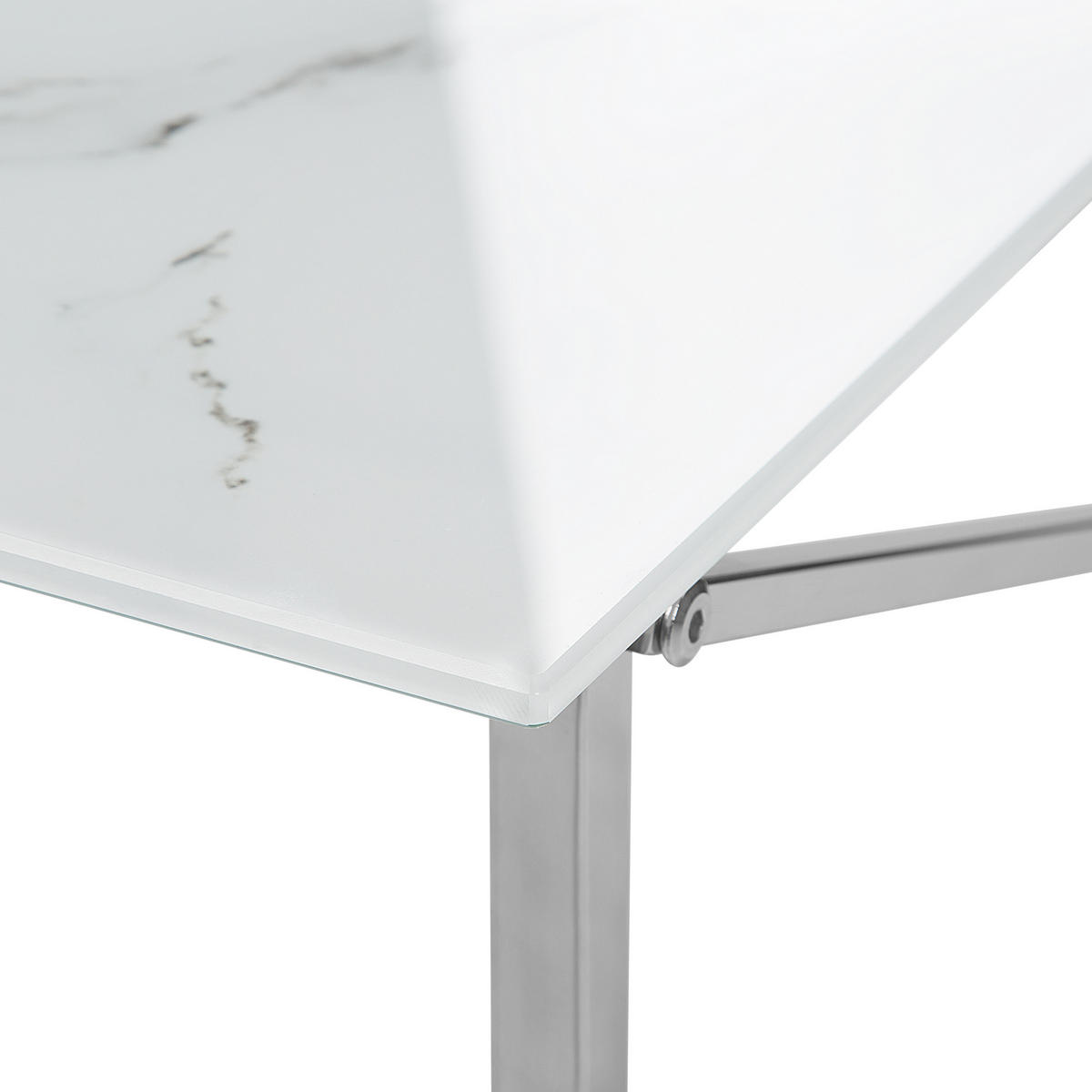 COUCHTISCH Marmor Optik weiß/silber rechteckig 100/50 cm Emporia - Silberfarben/Weiß, Glas (50/100/40cm) - Beliani
