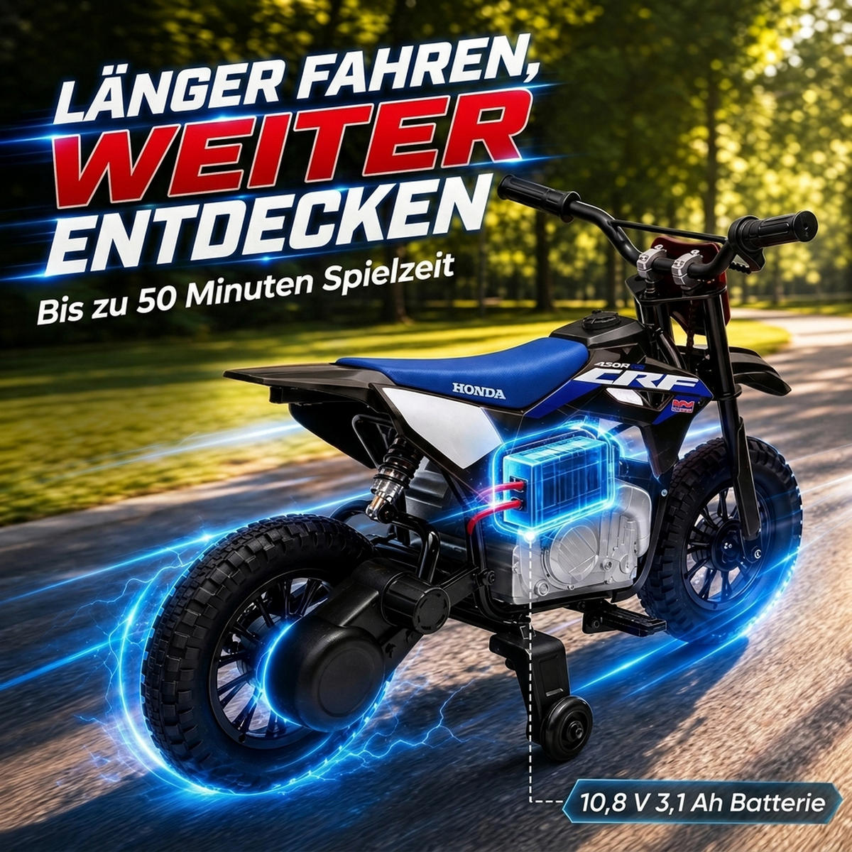 KINDER Motocross Stahl Kunststoff Schwarz - Schwarz, Metall (104/55/67cm) - AIYAPLAY