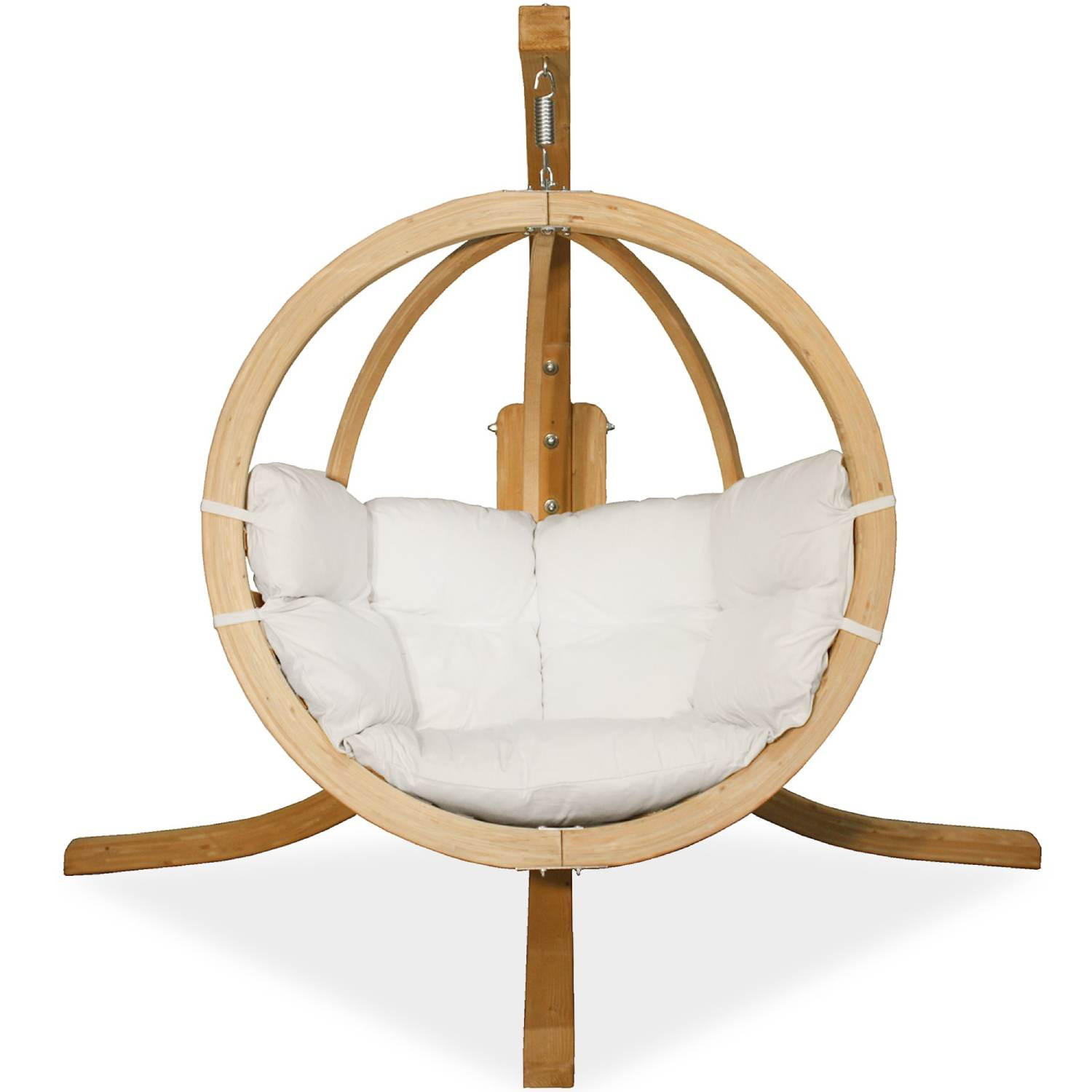 HÄNGESESSEL mit Gestell HIGLO ,Creme - Creme, Holz/Textil (230/183/130cm) - KONSIMO®