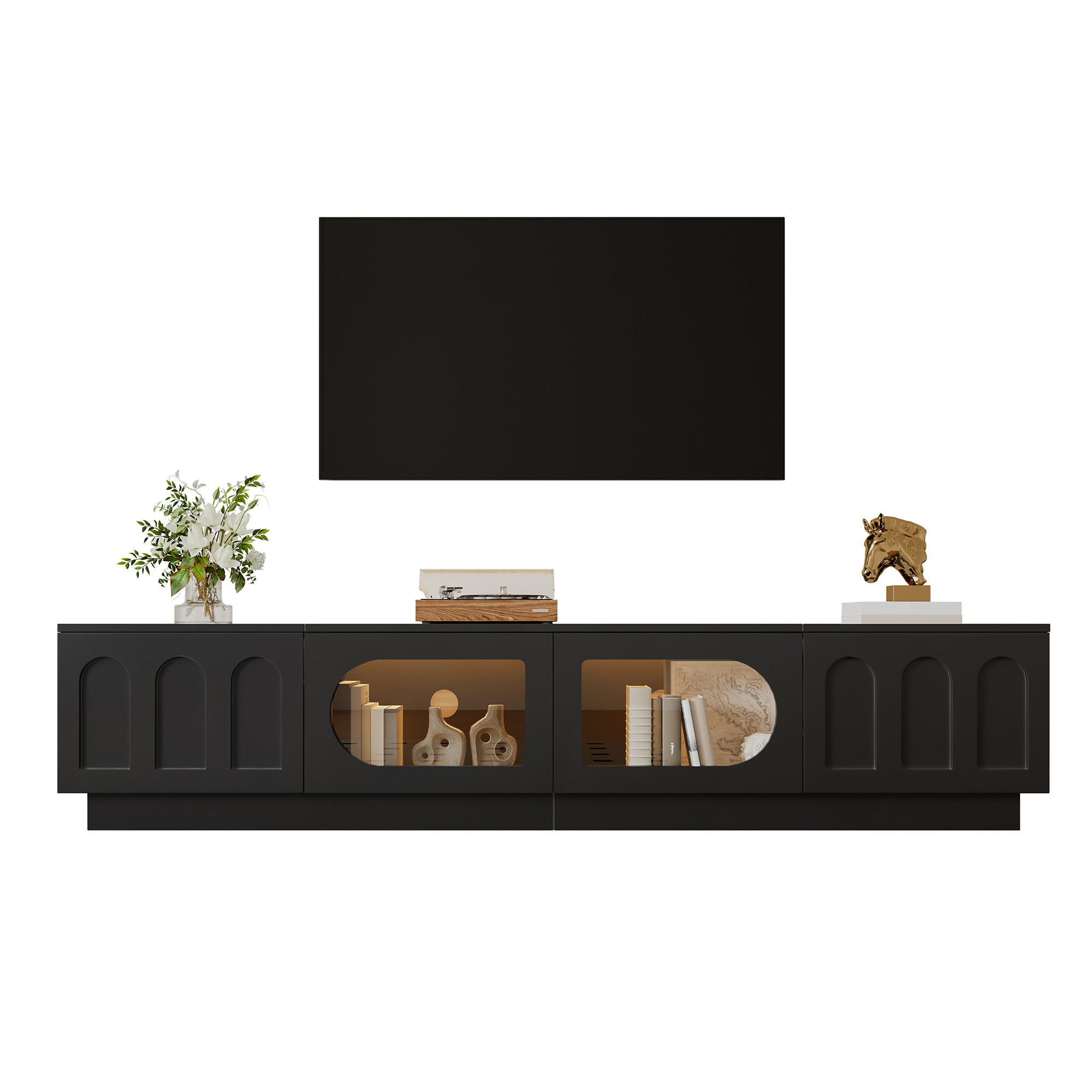 Flieks Tv-Lowboard Schwarz 200x42x40 cm