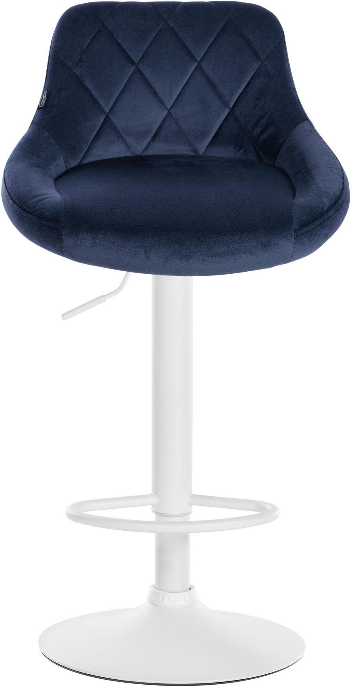 BARHOCKER 2er Set Samt blau - Blau/Weiß, Textil/Metall (46/83/49cm) - CLP