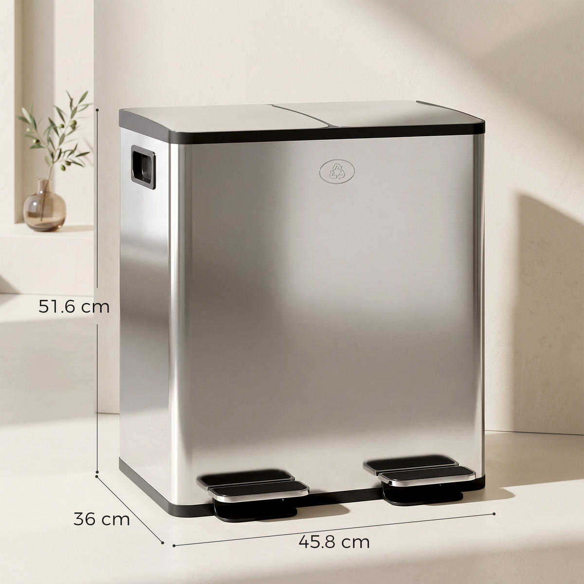 ABFALLEIMER Silberfarben 1 Stück - Silberfarben, Metall (36/51.6/45.8cm) - GiPP