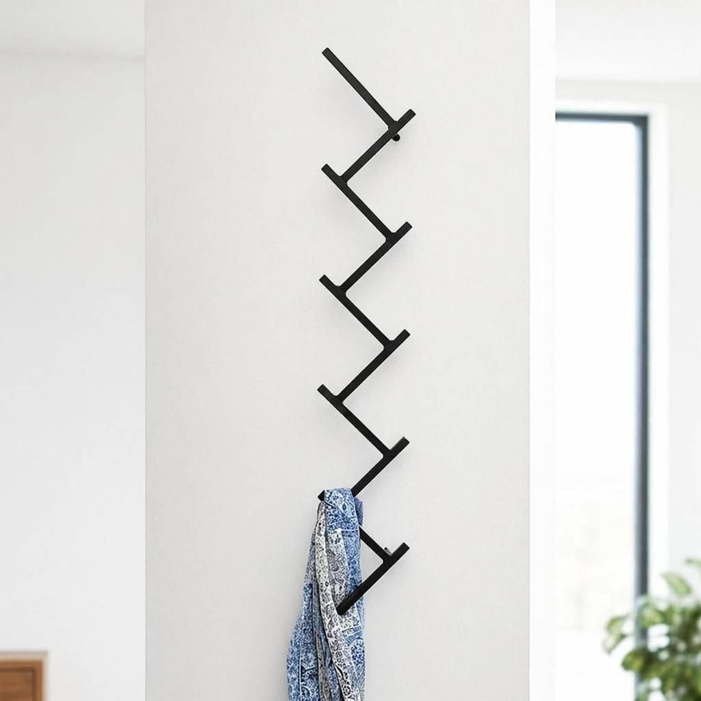 DANDIBO Wandgarderobe mit 10 Haken Garderobenhaken 96281 Garderobe Schwarz 80 cm Kleiderhaken Wandregal Haken - Schwarz, Metall (13.5/78.5/6.5cm) - DanDiBo