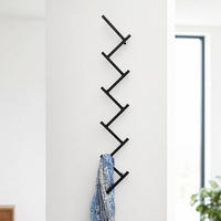 DANDIBO Wandgarderobe mit 10 Haken Garderobenhaken 96281 Garderobe Schwarz 80 cm Kleiderhaken Wandregal Haken - Schwarz, Metall (13.5/78.5/6.5cm) - DanDiBo