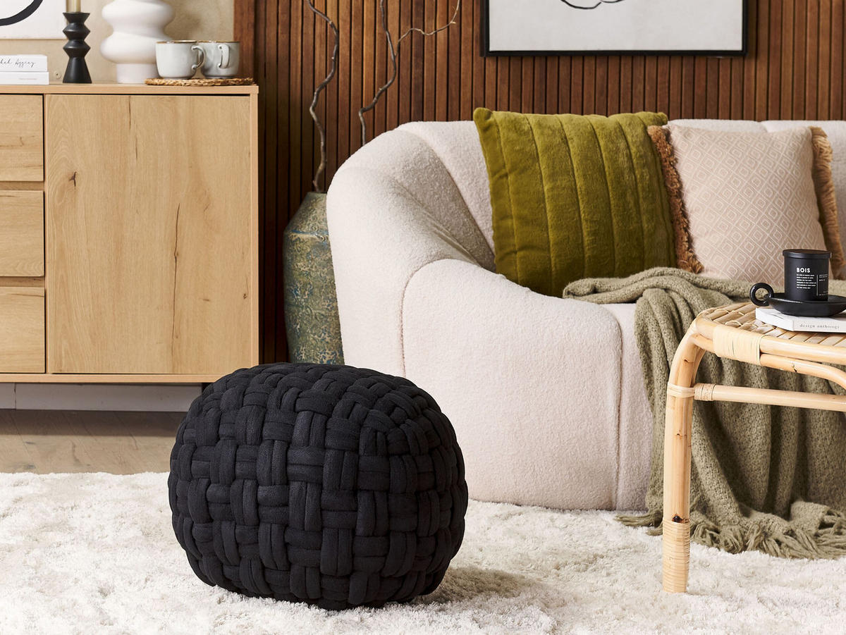 POUF Hopa 45/45/35 cm - Schwarz, Textil (45/35/45cm) - Beliani