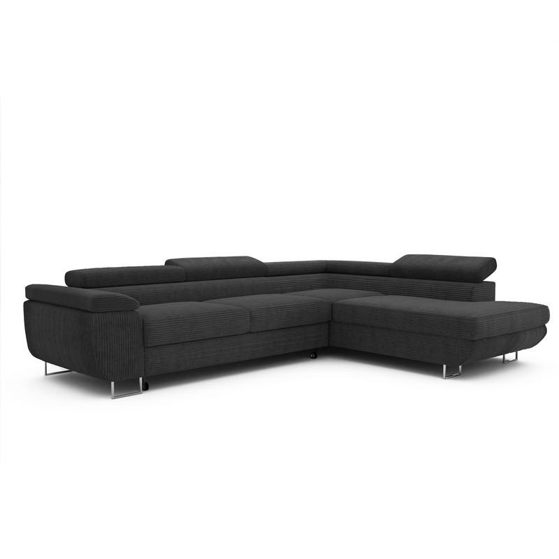 ECKSOFA ANTON mit Schlaffunktion und Bettkasten Anthrazit - Anthrazit, Holzwerkstoff/Kunststoff (274/203cm) - Idohome