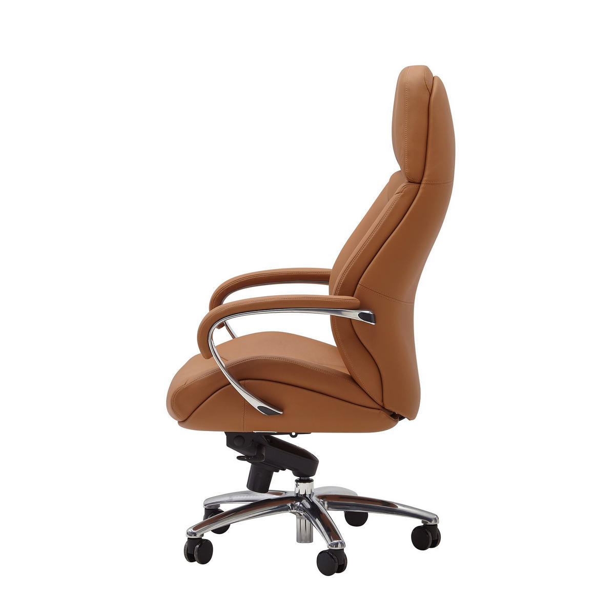 CHEFSESSEL Leder mit Multiblockwippmechanik bis 120 kg MIRON, Beige 67x67x137 cm - Beige/Silberfarben, Leder/Metall (67/137/67cm) - KADIMA DESIGN