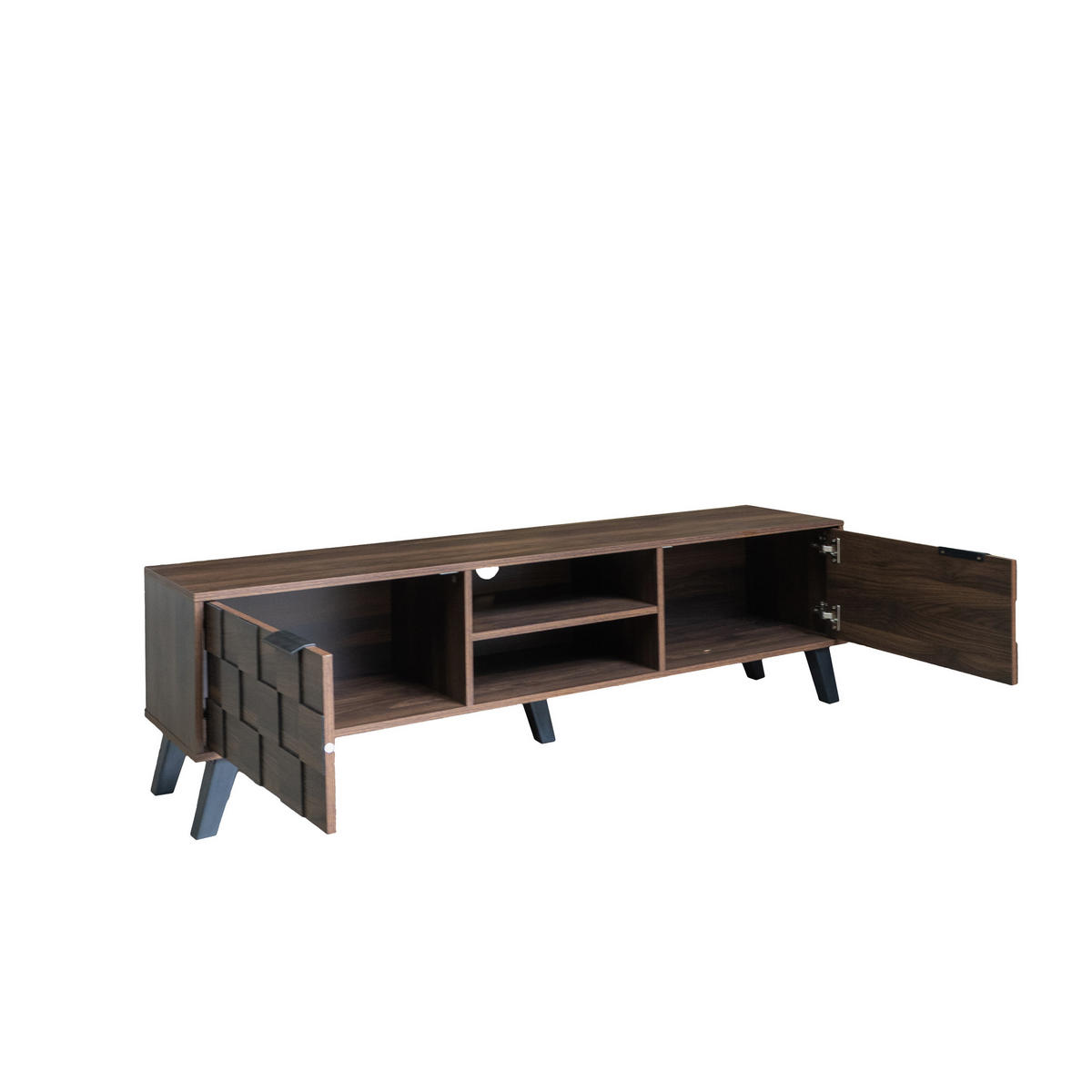 TV-ELEMENT 160.5/35.5/45 cm Dunkle Holzfarbe mit 2 Türen und 2 offenen Fächern - Ahornfarben, Holz (160.5/45/35.5cm) - Oxeza