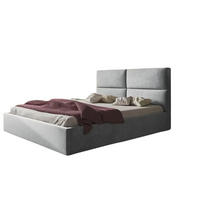POLSTERBETT SIM 6 mit Kopfteil, 180 x 200 cm mit Bettkasten und Lattenrost aus Holz, Velourstoff, Farbe: Grau - Grau, Holz/Kunststoff (180/200cm) - Sepro Meble