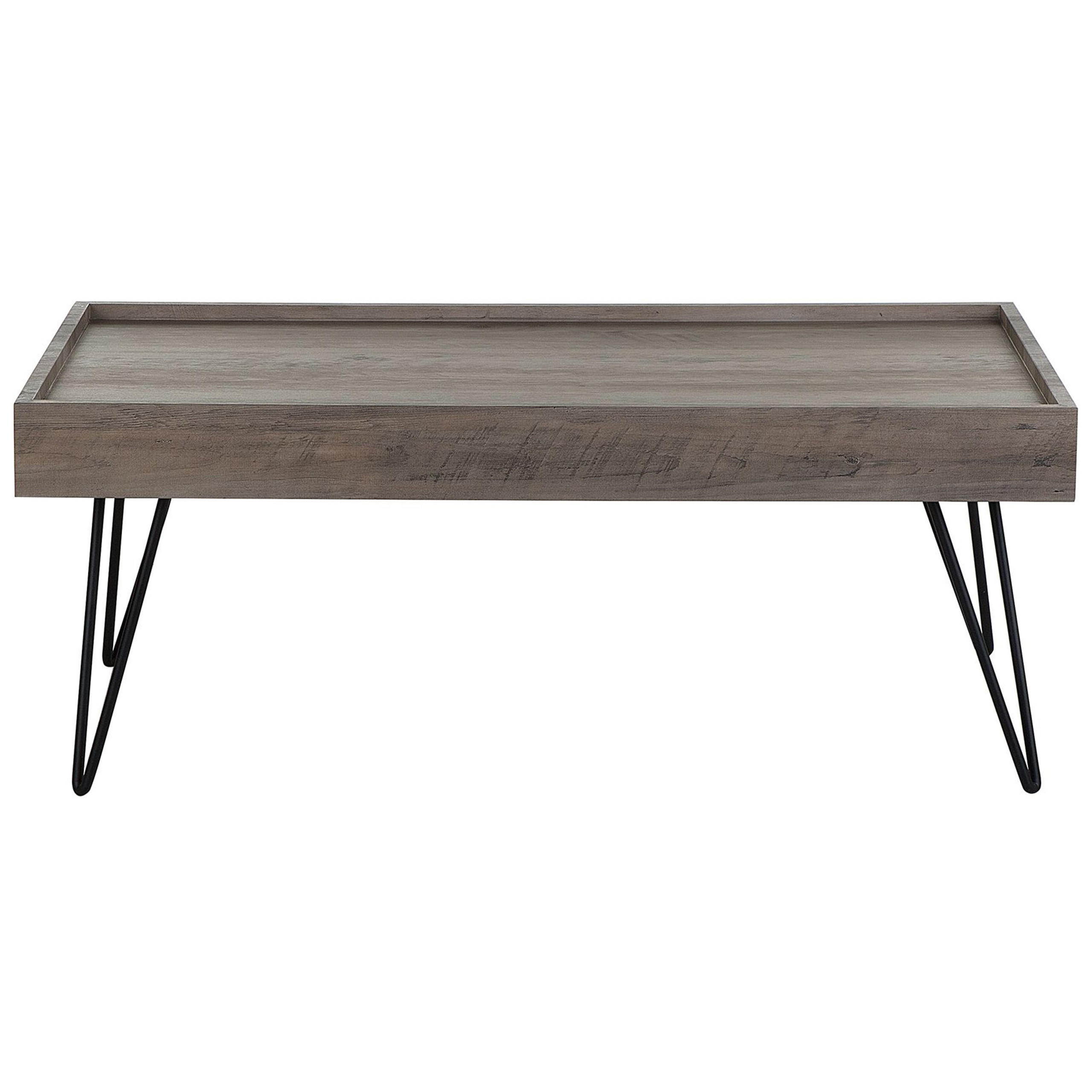 COUCHTISCH dunkler Holzfarbton/taupe rechteckig 100/60 cm Welton - Schwarz/Braun, Holzwerkstoff (60/100/42cm) - Beliani