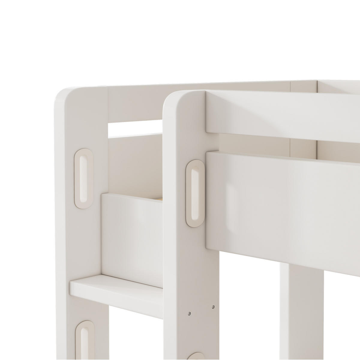 KINDEREINZELBETTEN aus Holz 90x200 cm in Weiß mit Schreibtisch & USB/Type-C-Ladefunktion - Weiß, Holz (90/200cm) - Modfu