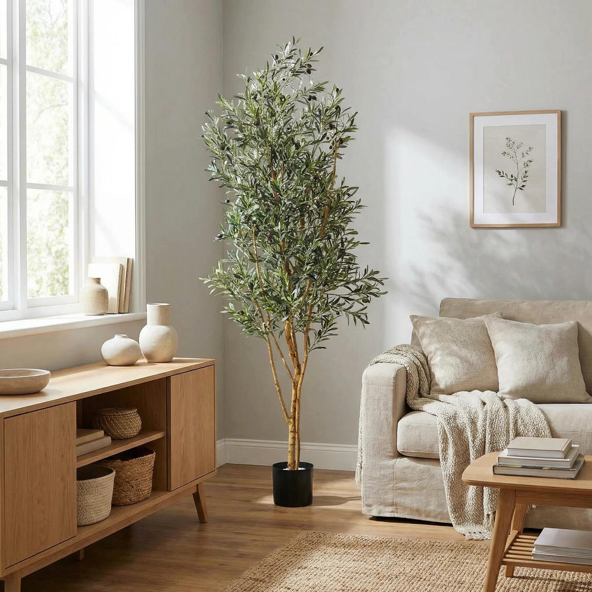 KUNSTBAUM Künstlicher Olivenbaum - Elsbeth 180 cm - Grün, Kunststoff (180cm) - aplanta