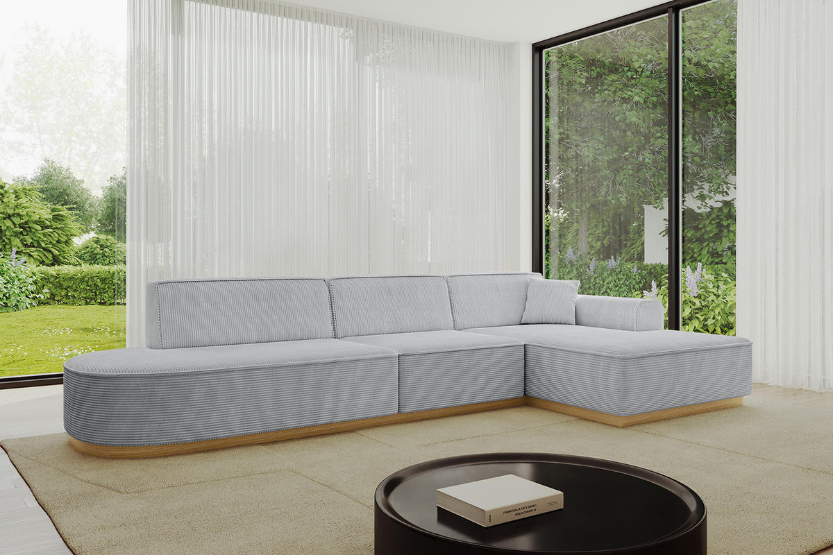 ECKSOFA Ottomane Rechts IREA-L2-v2 - 327x165x80 cm Grau - Grau, Holzwerkstoff/Textil (327/165cm) - ALTDECOR