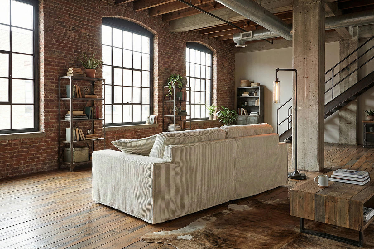 SOFA NETTA Cremeweiß Cord - Creme/Braun, Birkenholz/Textil (226/90/116cm) - KAWOLA