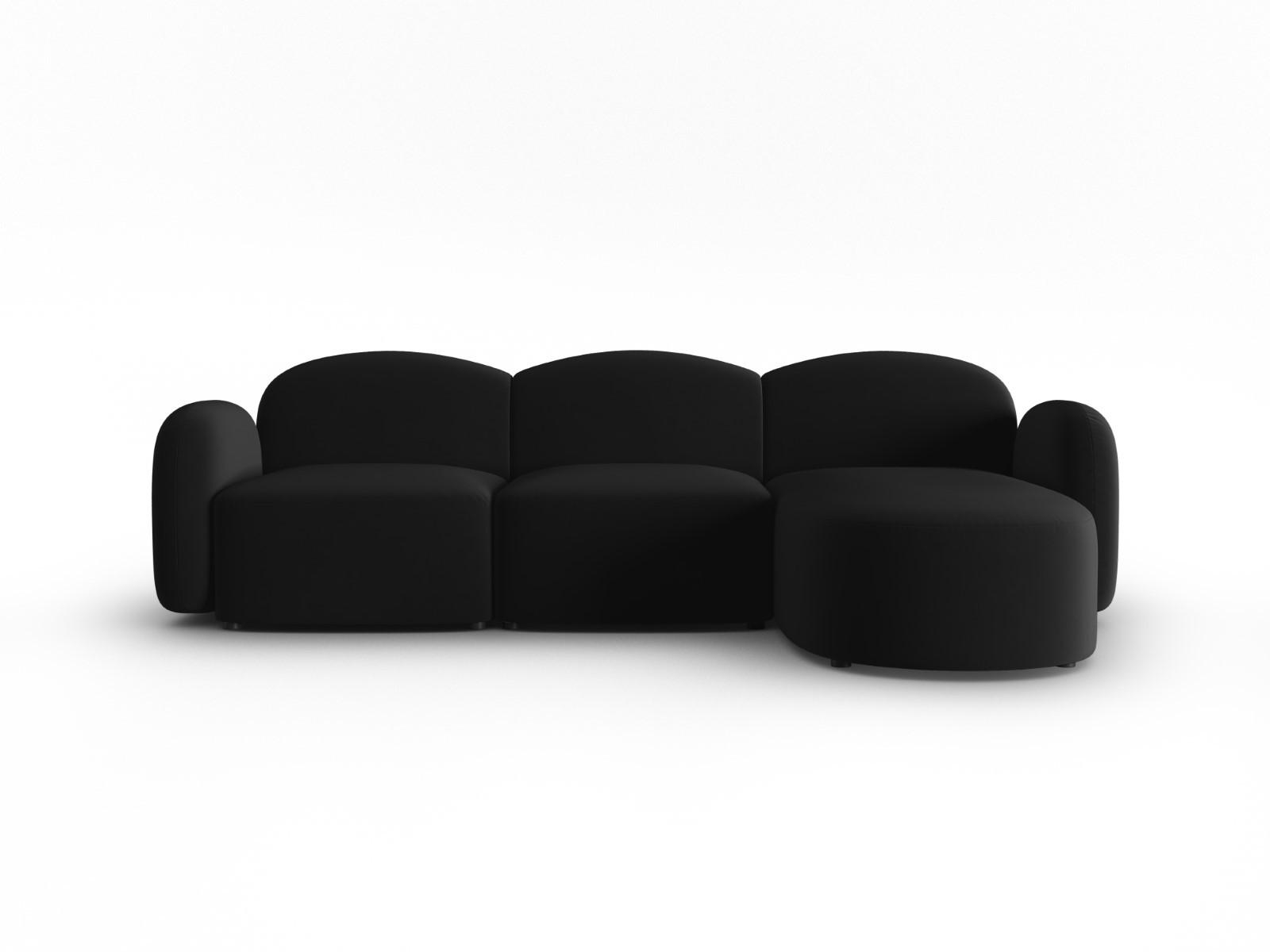 ECKSOFA rechts Blair aus Samt schwarz 4 Sitzplätze - Schwarz, Textil (155/272cm) - Micadoni