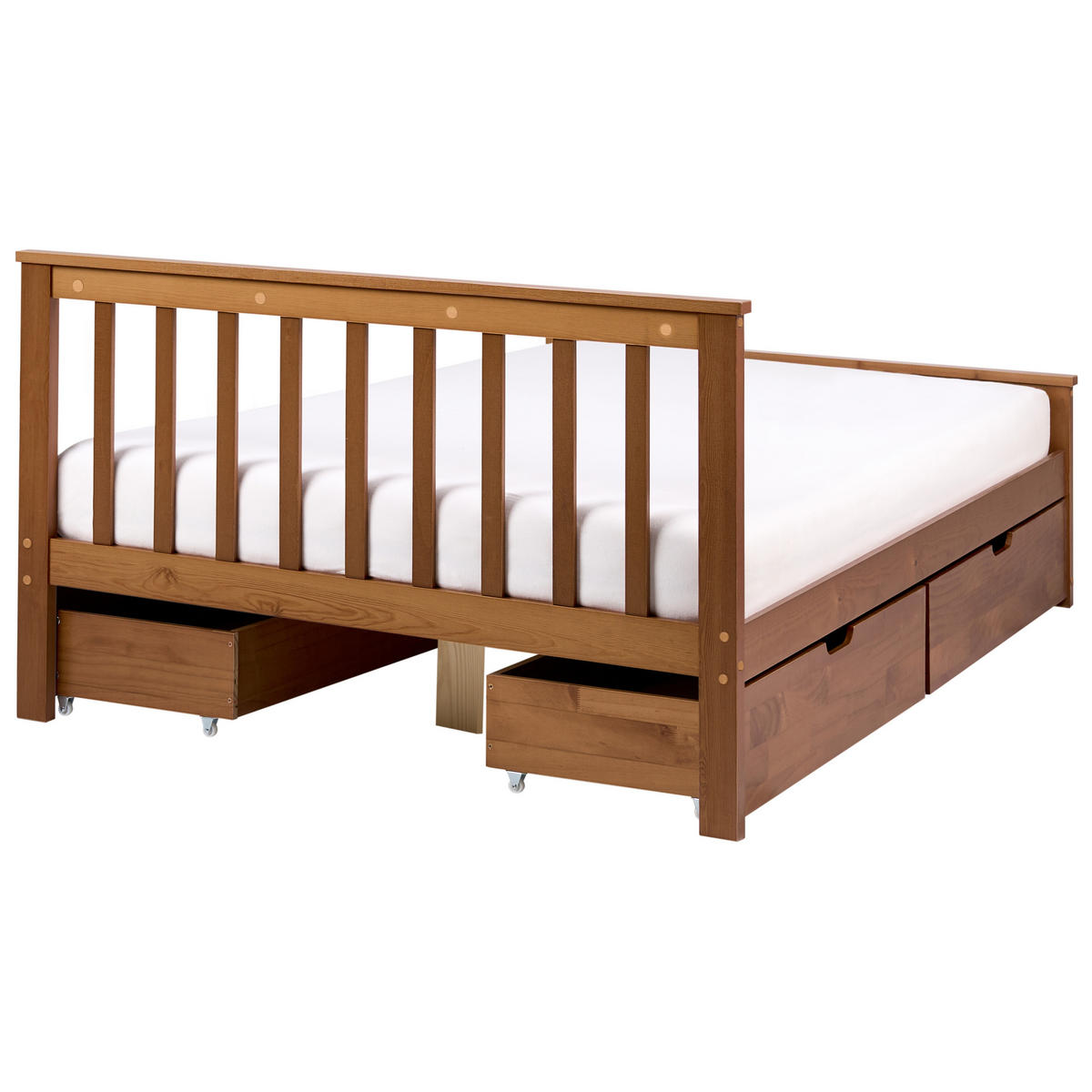 POSTEL s 4 zásuvkami 120/200 cm Borovicové dřevo Hnědá Olendon - hnědá, dřevo (120/200cm) - Beliani