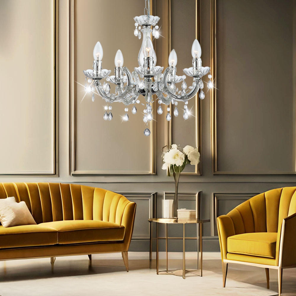 Thumbnail - Globo Lighting Kronleuchter, Silber, Metall, 44x128x44 cm, Lampen & Leuchten, Innenbeleuchtung, Hängelampen, Kronleuchte...