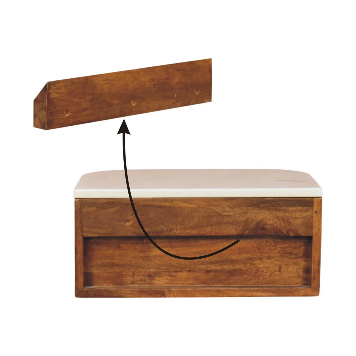 NACHTTISCH mit Golden-Teak-Finish, Marmorplatte oben, 1 Schublade, braun - Braun, Naturmaterialien/Holz (44/20/31cm) - Artisan Furniture