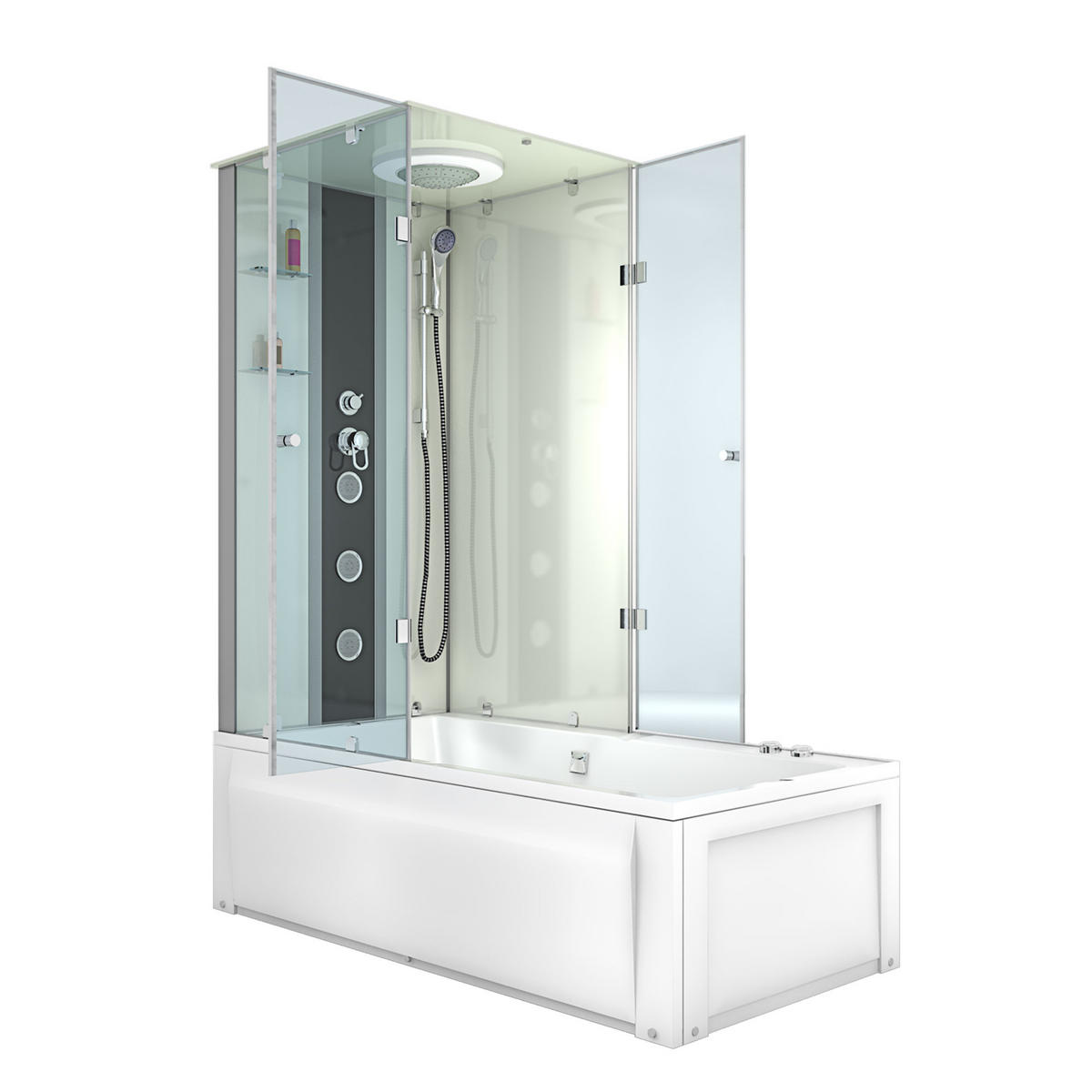 WHIRLPOOL Dusche Kombination K05-R00-WP 90x180 cm - Weiß, Glas/Kunststoff (180/225/90cm) - AcquaVapore by Sandra Jentho