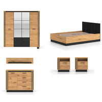 SCHLAFZIMMER-SET 6-teilig Urso Gold Craft Eiche / Schwarz - Schwarz/Braun, Holz/Holzwerkstoff (140/200cm) - Feldmann-Wohnen