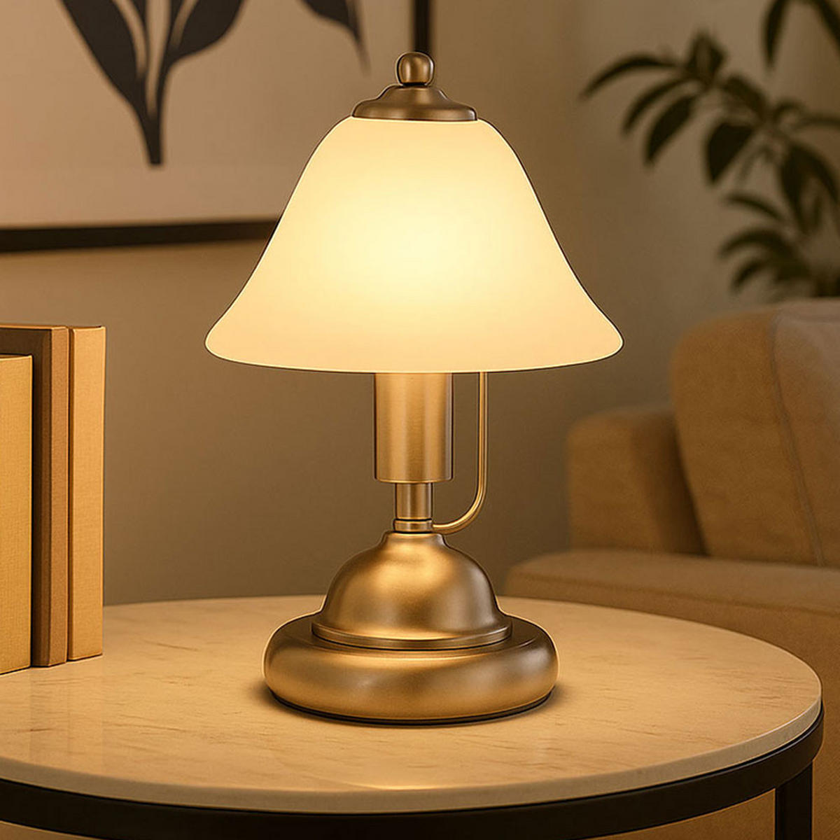 LED TISCHLEUCHTE Antique Alabaster Glas Silber 2er Set - Silberfarben, Glas (17/17/8.2cm) - Globo Lighting