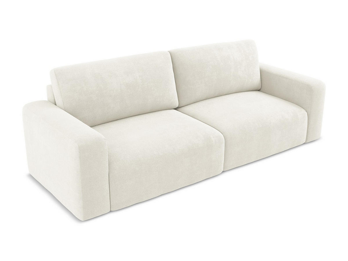3-SITZER SOFA mit Schlaffunktion Chenille Stoff Weiß - Pink/Schwarz, Kunststoff/Textil (244/79/102cm) - Makamii
