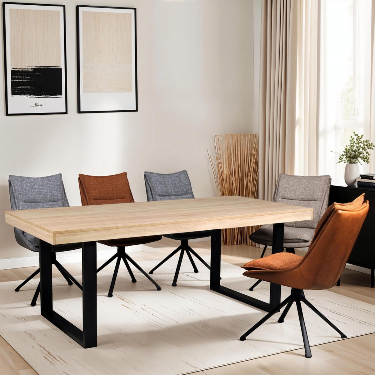 ESSTISCH TIVOLI / TISCH 200x90cm - 10 Personen - Eiche gebleicht dekor - Sonoma Eiche, Holzwerkstoff (200/90/77cm) - Weber Industries