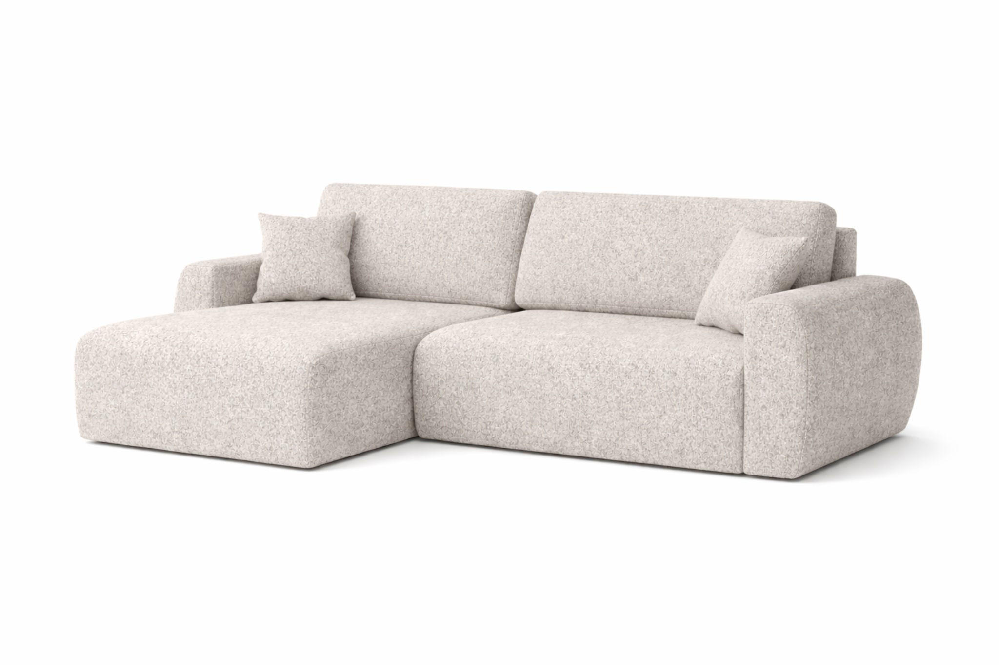 ECKSOFA Mit Schlaffunktion Ariel L, Chenille, Stoff Artico, Beige, Links - Creme, Holz (250/142cm) - Kaiser Möbel