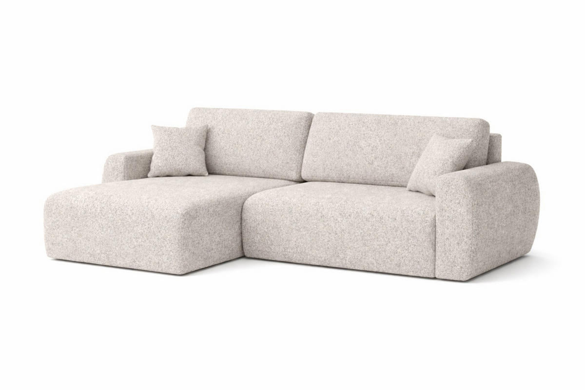 ECKSOFA Mit Schlaffunktion Ariel L, Chenille, Stoff Artico, Beige, Links - Creme, Holz (250/142cm) - Kaiser Möbel