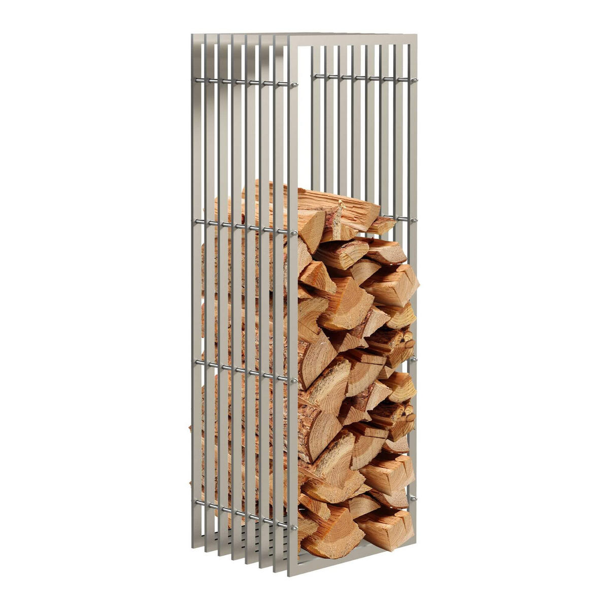 KAMINHOLZREGAL Innen Metall Edelstahl Kaminholzständer 150 cm - Edelstahlfarben, Metall (50/150/40cm) - DanDiBo