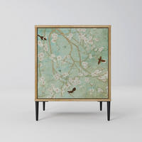 SIDEBOARD BLOOMING CHARM, Eichefarben, 57,5x42x72,5 cm, Schwarze Metallfüße - Eichefarben/Multicolor, Holzwerkstoff/Metall (57.5/72.5/42cm) - SpaceRebels