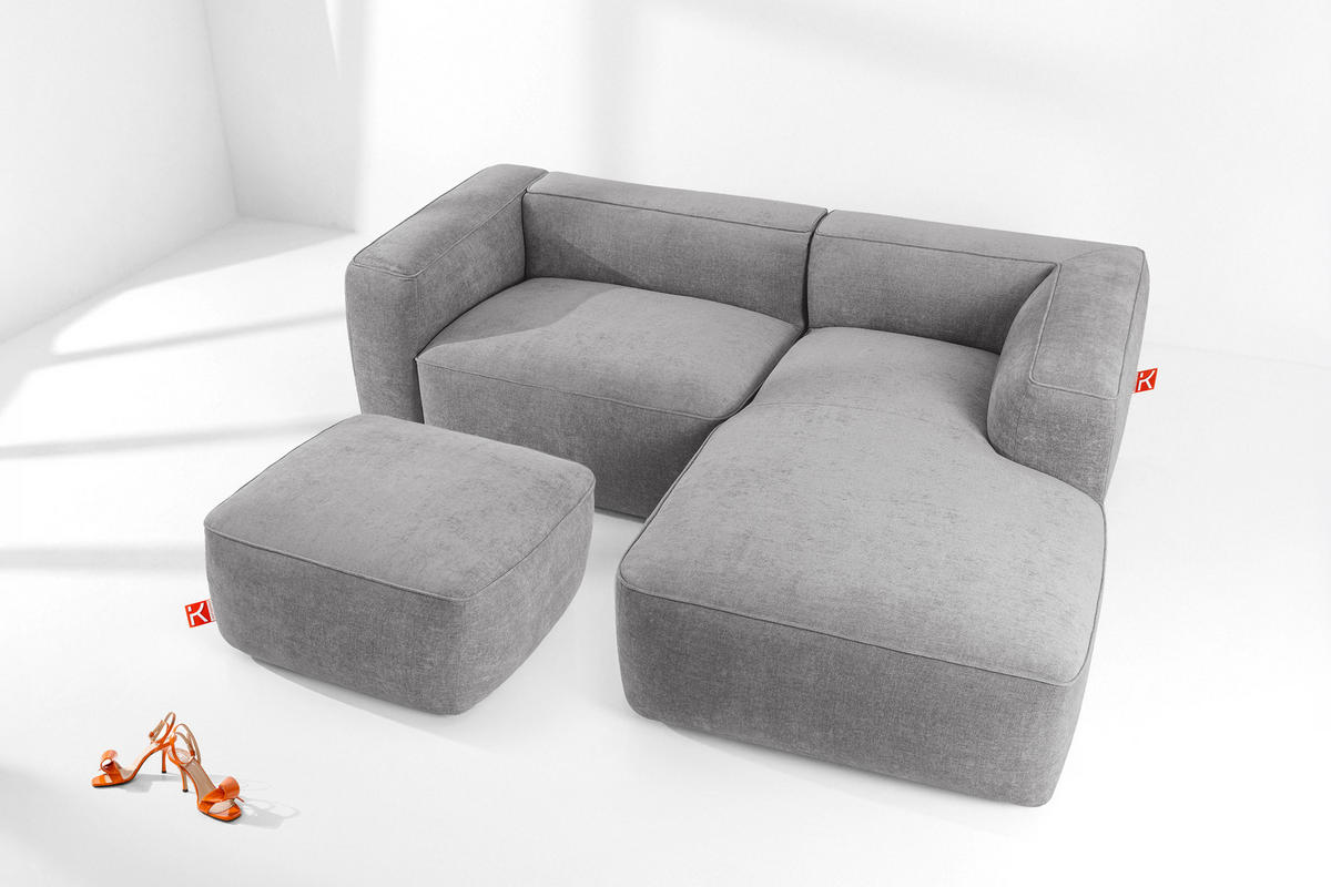 SITZHOCKER FUBBO, Hellgrau - Hellgrau, Holz/Holzwerkstoff (80/44/80cm) - KONSIMO®