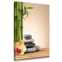WANDBILD, Blumensteine Bambus Zen Spa - Beige, Textil (70/100cm) - Feeby