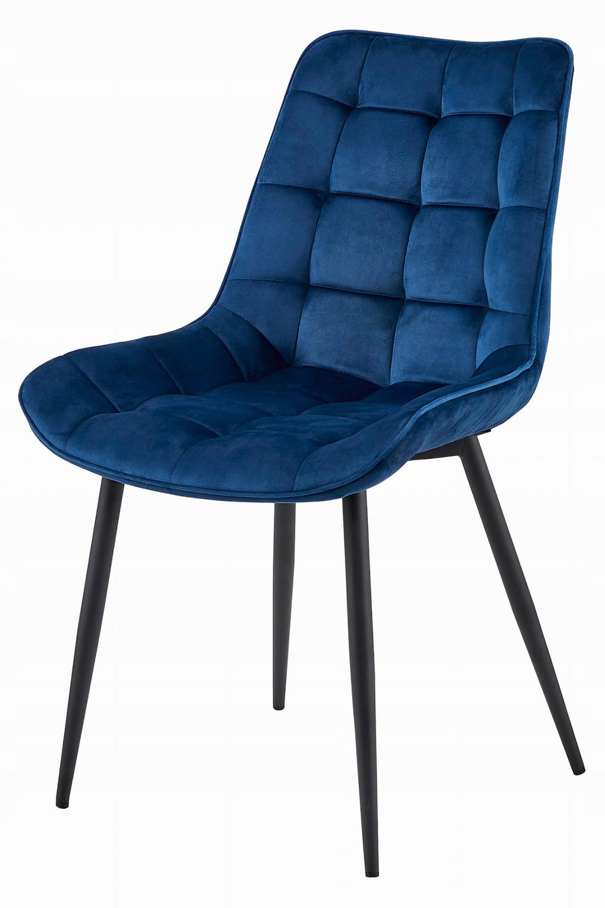 STUHL BARDI 2-er Set, Blau, Schwarz, mit Samtstoff gepolstert - Grün, Textil/Metall (49/83/58cm) - Komodee