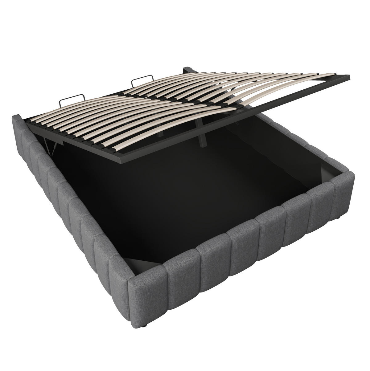 POLSTERBETT mit hydraulischem Stauraum 140x200 cm Leinen Grau - Grau, Metall (140/200cm) - Meubliv