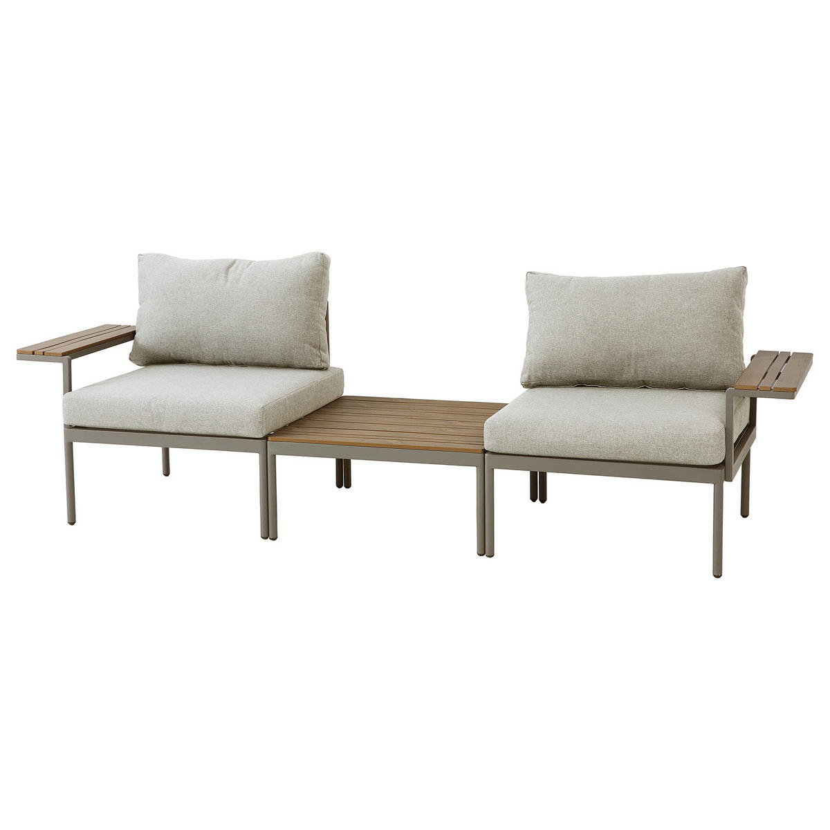 MODULARES LOUNGESET - 3-teilig - Stahl / Olefin - Beige, Kunststoff/Textil - home24