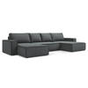 WOHNLANDSCHAFT Strukturstoff Stoff Grau - Schwarz/Grau, Kunststoff/Textil (398/82/185cm) - Makamii