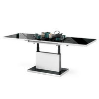 COUCHTISCH rechteckig Schwarz Hochglanz Weiß matt ausziehbar höhenverstellbar - Schwarz Hochglanz/Weiß, Holzwerkstoff (80/120/56cm) - designimpex