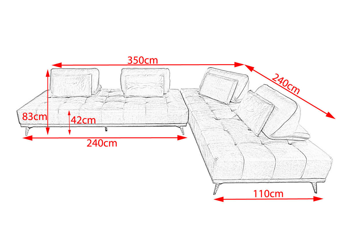 MODULSOFA WIOLO Grün Leder - Silberfarben/Grün, Leder (350/83/240cm) - KAWOLA